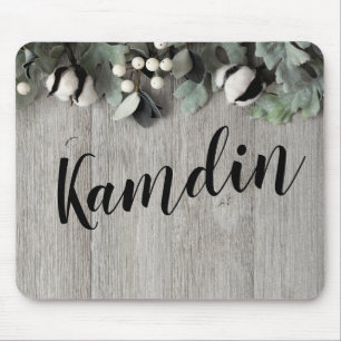 Personalized Mouse Pad cotton plant berries barn w