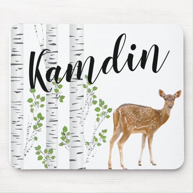 Personalized Mouse Pad Deer Doe Buck Forest Woodla (Front)