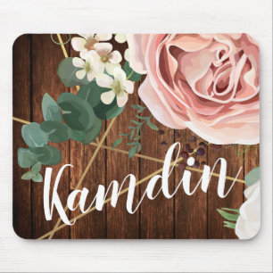 Personalized Mouse Pad Geometric Garden Rose Barn