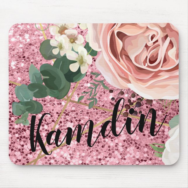 Personalized Mouse Pad Geometric Garden Rose Glitt (Front)