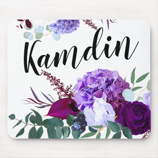 Personalized Mouse Pad Lavender Hibiscus on Whit (Front)