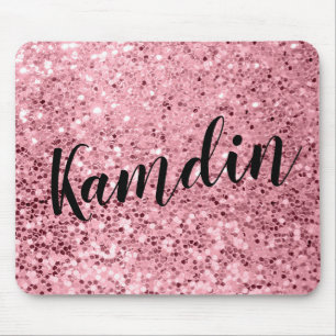 Personalized Mouse Pad Rose Gold Glitter