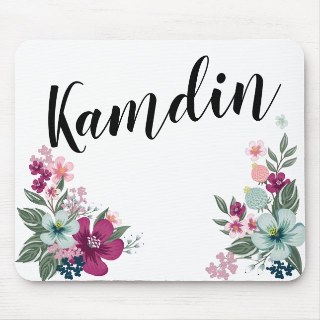 Personalized Mouse Pad Tropical Flower on White (Front)