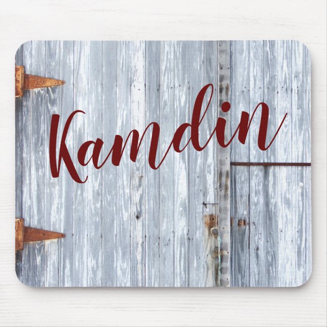 Personalized Mouse Pad White Wash Wood Barn Door C (Front)