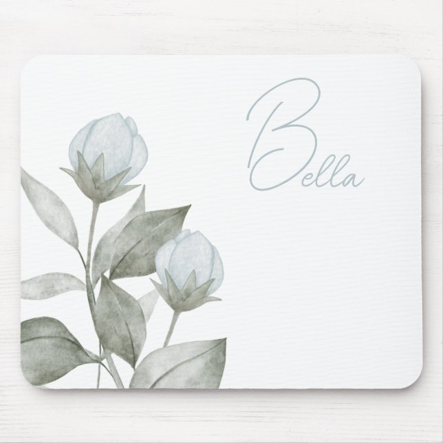 Personalized Mouse Pad with Blue Roses (Front)