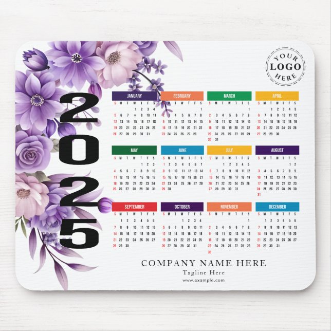 Personalized Mouse Pad with Full 2025 Calendar (Front)