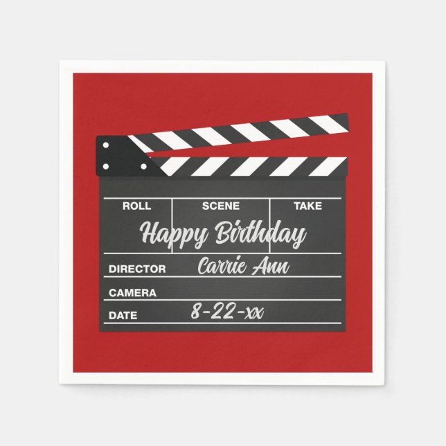 Personalized Movie Clapboard Paper Party Napkins (Front)