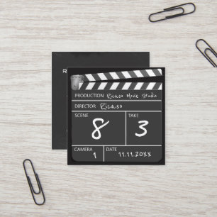 Personalized Movie Clapperboard Square Business Card