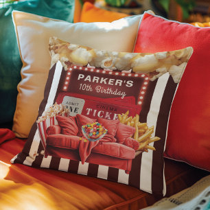 Personalized Movie Night Cinema Birthday Throw Pillow