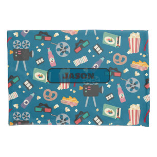 Personalized Movie Night Film Popcorn Pattern Pillowcase