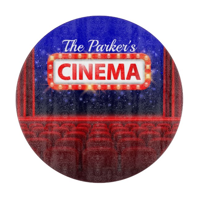 Personalized Movie Theatre Cinema Family Room  Cutting Board (Front)