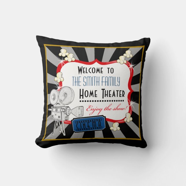 Personalized movie theatre cinema pillow (Front)