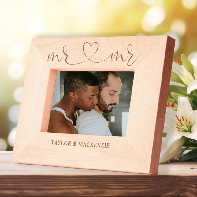 Personalized Mr and Mr Gay Couples Names Heart  Etched Frames (Personalized Mr and Mr Gay Couples Names Heart Etched Frames by Ricaso. Same sex wedding gift ideas)