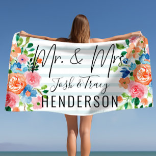 Personalized Mr. and Mrs Beach Towel