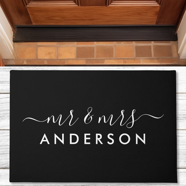 Personalized Mr. And Mrs. Black Newlywed Couples Doormat (Creator Uploaded)