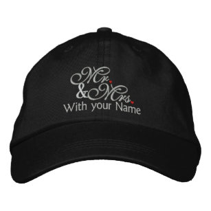 Personalized Mr. and Mrs. Husband Wife His Hers Embroidered Hat