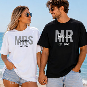 Personalized Mr and Mrs Matching Couple Wedding T-Shirt