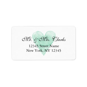 Personalized mr and mrs mint heart address labels