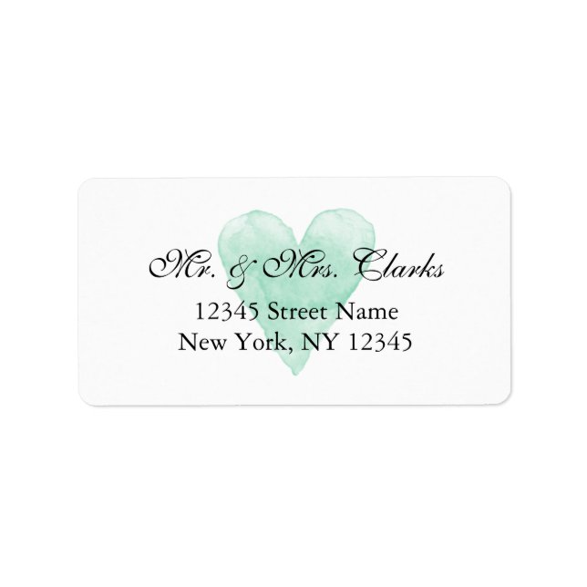 Personalized mr and mrs mint heart address labels (Front)