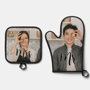 Personalized Mr. and Mrs. Photo Oven Mitt & Pot Holder Set