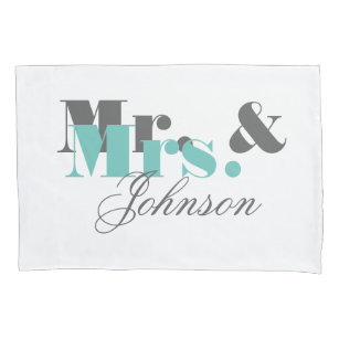 Personalized mr and mrs pillowcase for newly weds