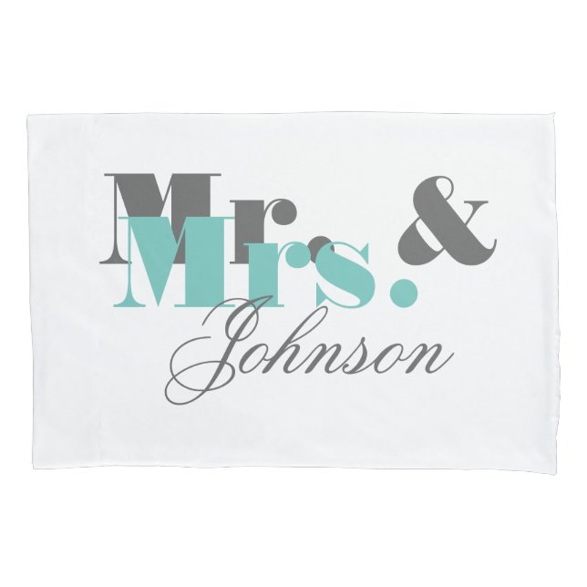 Personalized mr and mrs pillowcase for newly weds (Front)