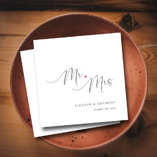 Personalized Mr and Mrs Pink Heart Wedding Napkin