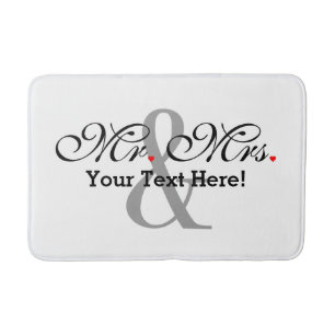 Personalized Mr. and Mrs. Plus Customizable Colour Bath Mat