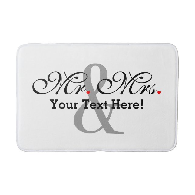 Personalized Mr. and Mrs. Plus Customizable Colour Bath Mat (Front)