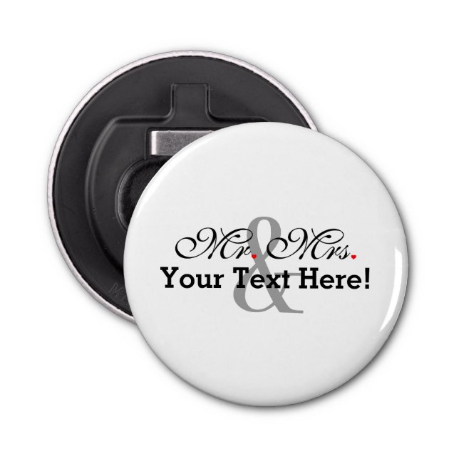 Personalized Mr. and Mrs. Plus Customizable Colour Bottle Opener (Front)