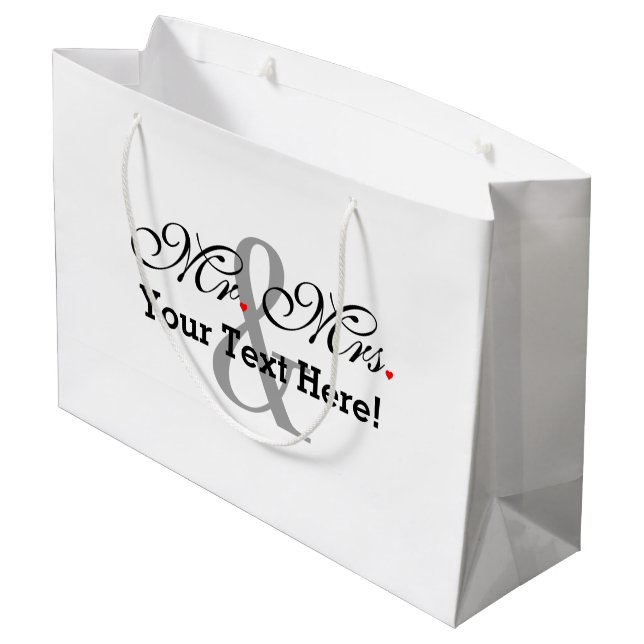 Personalized Mr. and Mrs. Plus Customizable Colour Large Gift Bag (Back Angled)