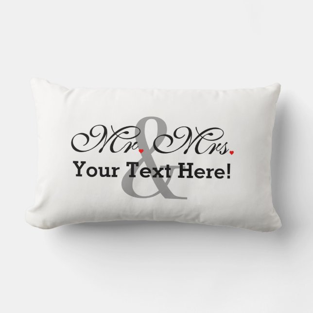 Personalized Mr. and Mrs. Plus Customizable Colour Lumbar Pillow (Front)