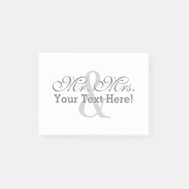 Personalized Mr. and Mrs. Plus Customizable Colour Post-it Notes (Front)