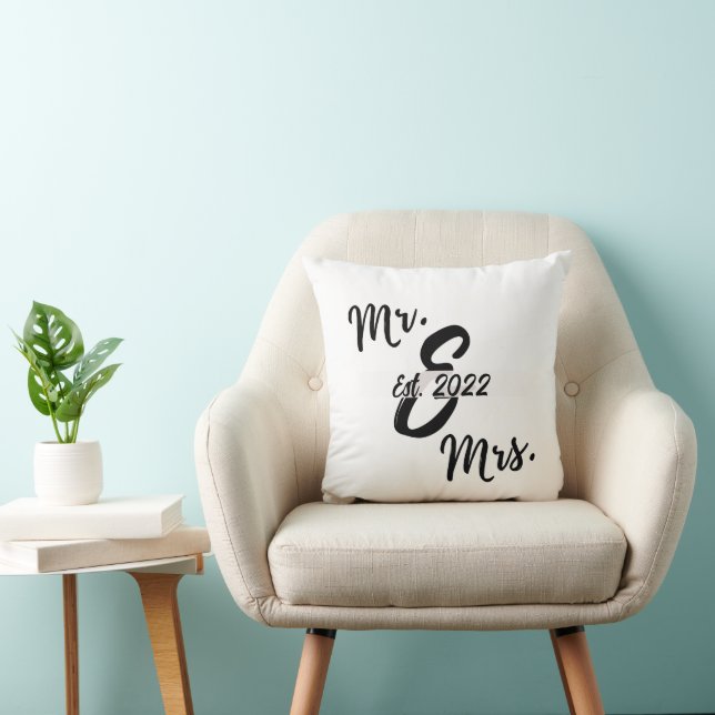 Personalized Mr And Mrs Throw Pillow (Chair)