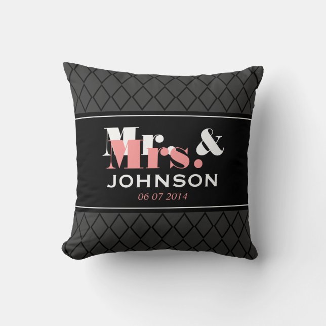 Personalized Mr and Mrs throw pillow elegant style (Front)