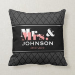 Personalized Mr and Mrs throw pillow elegant style<br><div class="desc">Personalized Mr and Mrs throw pillow elegant style. Cute wedding gift idea for newly weds. Personalize with name of bride and groom / husband and wife. Classy pattern design with stylish typography. Coral pink,  grey,  white and black colours.</div>