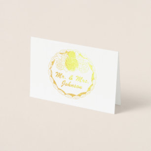 Personalized Mr and Mrs Wedding Cake Bride Groom Foil Card