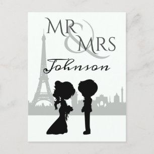 Personalized Mr and Mrs Wedding Eiffel Tower Postcard