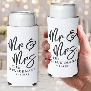Personalized Mr. And Mrs. Wedding Seltzer Can Cooler