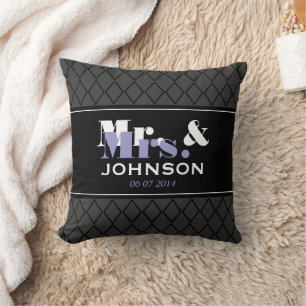 Personalized Mr and Mrs wedding throw pillow