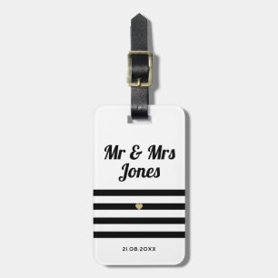 Personalized Mr and Mrs White Wedding Newlywed Luggage Tag
