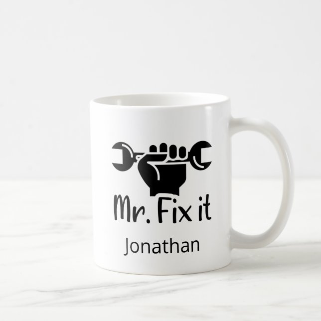 Personalized Mr Fix It Wrench Hand Coffee Mug (Right)