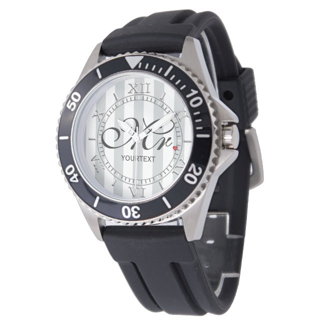 Personalized Mr. Husband Click for Custom Stripes Watch (Angled)
