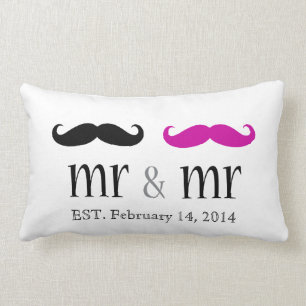Personalized Mr. & Mr. Moustache Pillow