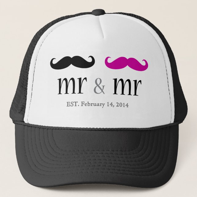 Personalized Mr & Mr Moustache Trucker Hat (Front)
