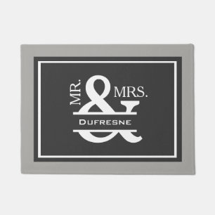 Personalized Mr & Mrs Grey Welcome Doormat