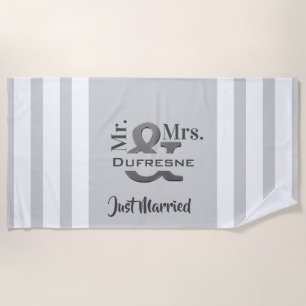 Personalized "Mr & Mrs" Just Married/Anniversary Beach Towel