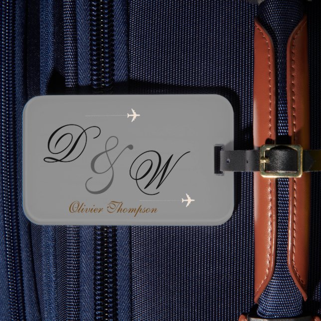 personalized Mr. & Mrs. name initials Luggage Tag (Front Insitu 4)