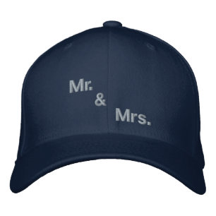Personalized Mr & Mrs Navy Flexfit Wool Romantic Embroidered Hat