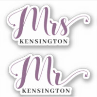 Personalized Mr Mrs Newlywed Typography